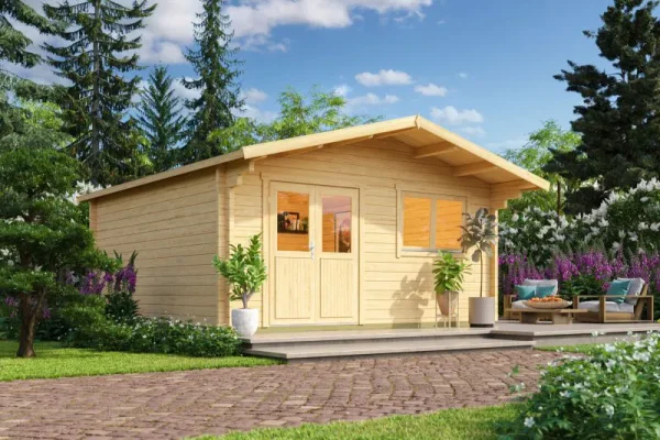 Nyaraló F42 tetővel | 21,72 m² | 70 mm-es rönk | Természetes | Beleértve a padlót és a dupla üvegezésű ablakokat - Image 2