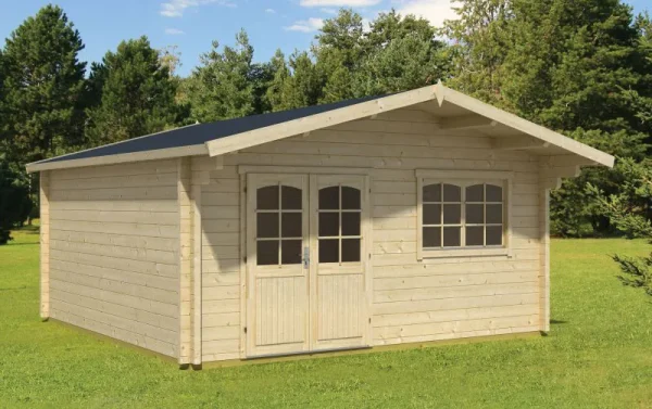 Nyaraló F42 tetővel | 14,14 m² | 70 mm-es rönk | Természetes | beleértve a padlóburkolatot és a hőszigetelő üvegezést - Image 2