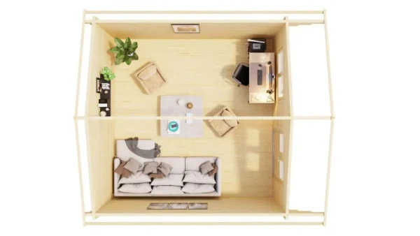 Nyaraló F42 tetővel | 21,72 m² | 70 mm-es rönk | Természetes | Beleértve a padlót és a dupla üvegezésű ablakokat - Image 4