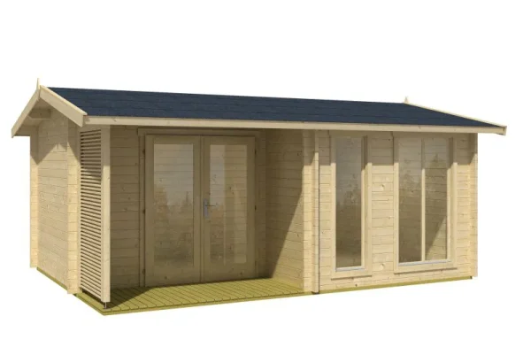 Nyaraló F17 padlóburkolattal | 14,9 m² | 70 mm-es rönk | Természetes | szigetelő üvegezéssel