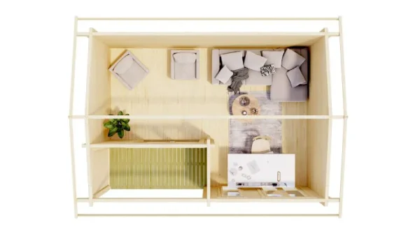 Nyaraló F17 padlóburkolattal | 14,9 m² | 70 mm-es rönk | Természetes | szigetelő üvegezéssel - Image 7