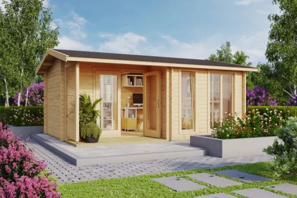 Nyaraló F17 padlóburkolattal | 14,9 m² | 70 mm-es rönk | Természetes | szigetelő üvegezéssel - Image 3