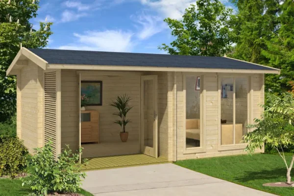 Nyaraló F17 padlóburkolattal | 14,9 m² | 70 mm-es rönk | Természetes | szigetelő üvegezéssel - Image 4