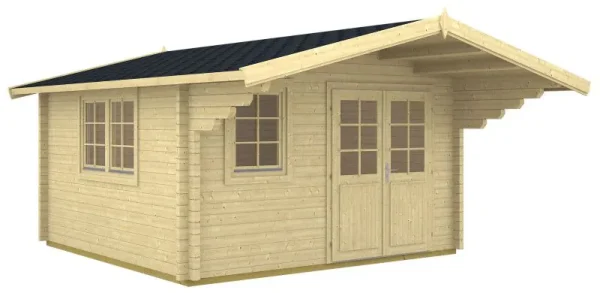 Rauchberg 01 kertes ház emelettel - 70 mm-es gerendaház, alapterület: 15,2 m², nyeregtetős