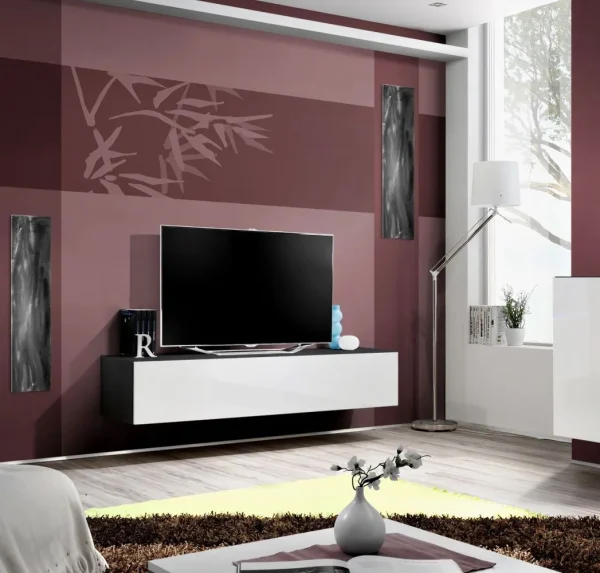 Kivételes Hompland 87 fali egység, szín: fehér/fekete - méretek: 180 x 320 x 40 cm (Ma x SZ x Mé), elegendő tárhellyel - Image 3