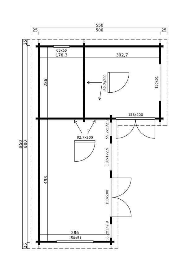 F49 nyaraló 3 szobával és emelettel | 22,78 m² | 70 mm-es rönk | Természetes | Ablak 1 kézzel forgó-billenthető rendszer - Image 4