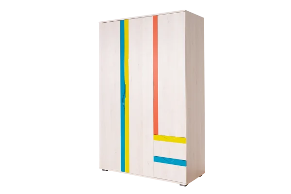 Gyerek szoba - forgóajtós szekrény / gardrób Péter 02, szín: fenyő fehér / narancs / sárga / türkiz - méretek: 200 x 128 x 56 cm (Ma x Sz x Mé) - Image 2