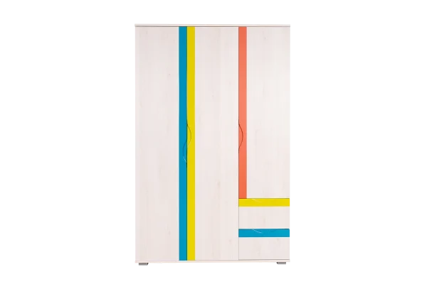 Gyerek szoba - forgóajtós szekrény / gardrób Péter 02, szín: fenyő fehér / narancs / sárga / türkiz - méretek: 200 x 128 x 56 cm (Ma x Sz x Mé) - Image 3