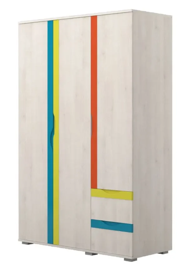 Gyerek szoba - forgóajtós szekrény / gardrób Péter 02, szín: fenyő fehér / narancs / sárga / türkiz - méretek: 200 x 128 x 56 cm (Ma x Sz x Mé) - Image 5