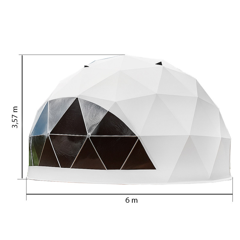 Egész évben használható kupola alakú sátor Ø 6m 28m2 PVC ajtós glamping - Image 4