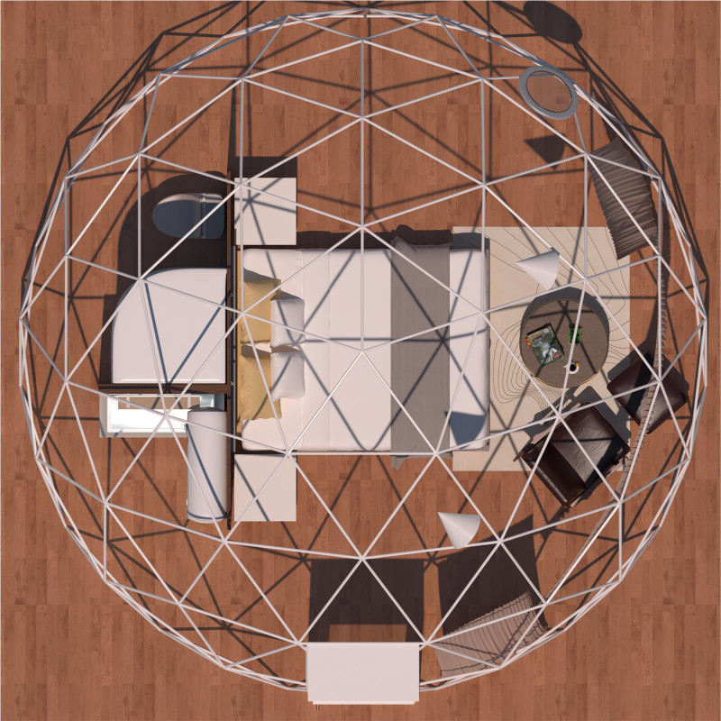 Egész évben használható gömb alakú sátor, kupola, Ø 6m, 28m2, üvegajtó, glamping - Image 7