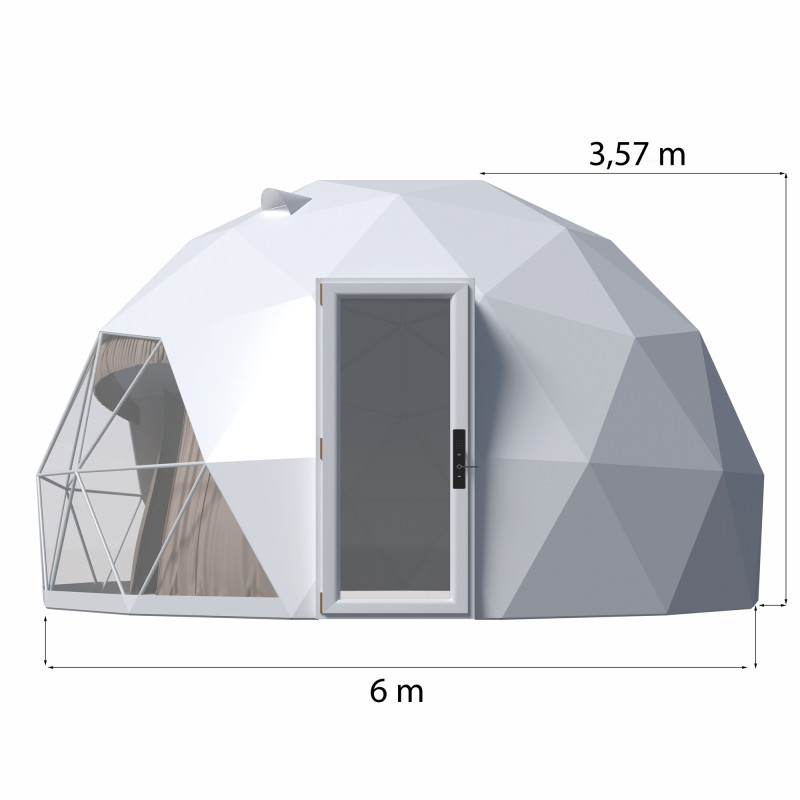 Egész évben használható gömb alakú sátor, kupola, Ø 6m, 28m2, üvegajtó, glamping - Image 9