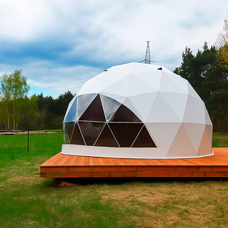 Egész évben használható gömb alakú sátor, kupola, Ø 7m, 38m2, PVC ajtó, ablak, glamping - Image 10